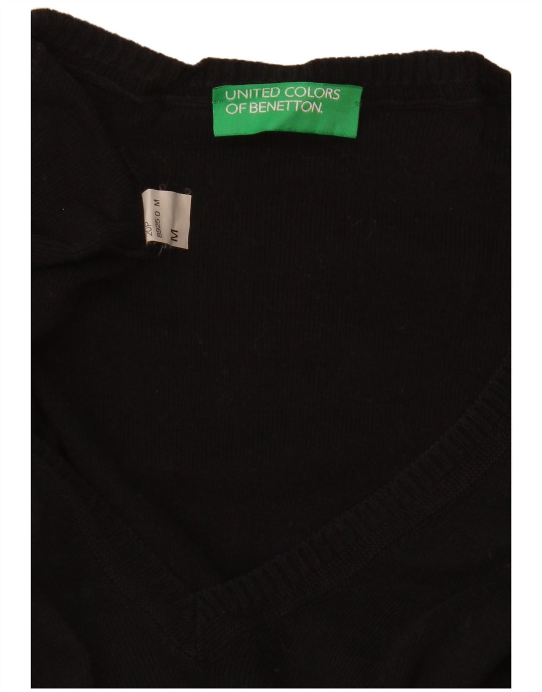 Suéter feminino Benetton com decote em V Reino Unido 12 médio preto