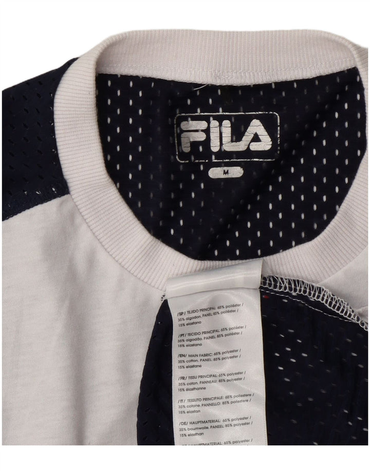 Camiseta feminina Fila Graphic UK 14 médio branco colorblock poliéster
