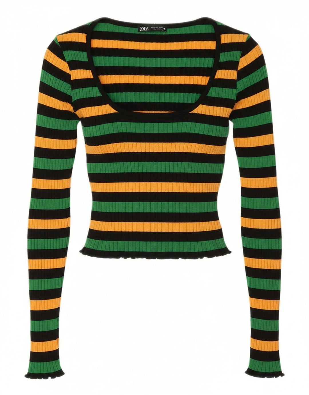 Zara Womens Crop Top UK 12 Médio Listrado Multicolorido