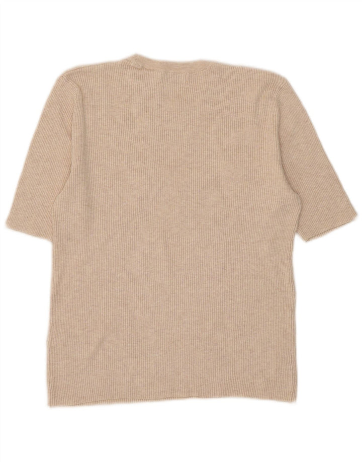 Camiseta feminina MARKS & SPENCER UK 14 grande bege viscose