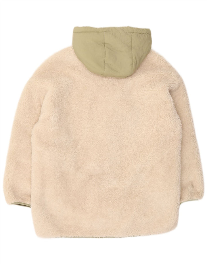 Jaqueta corta-vento feminina com capuz grande Zara UK 10 pequena off white
