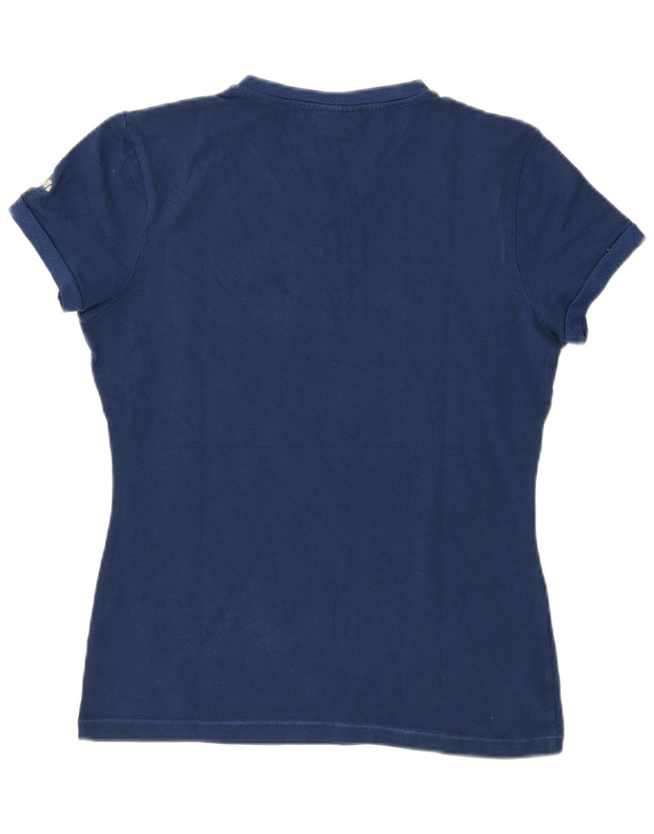Camiseta feminina gráfica ELLESSE UK 14 grande algodão azul marinho