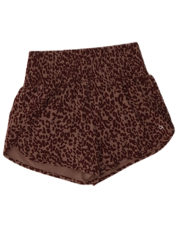 Shorts esportivos femininos Gap UK 4 XS marrom estampa animal poliéster