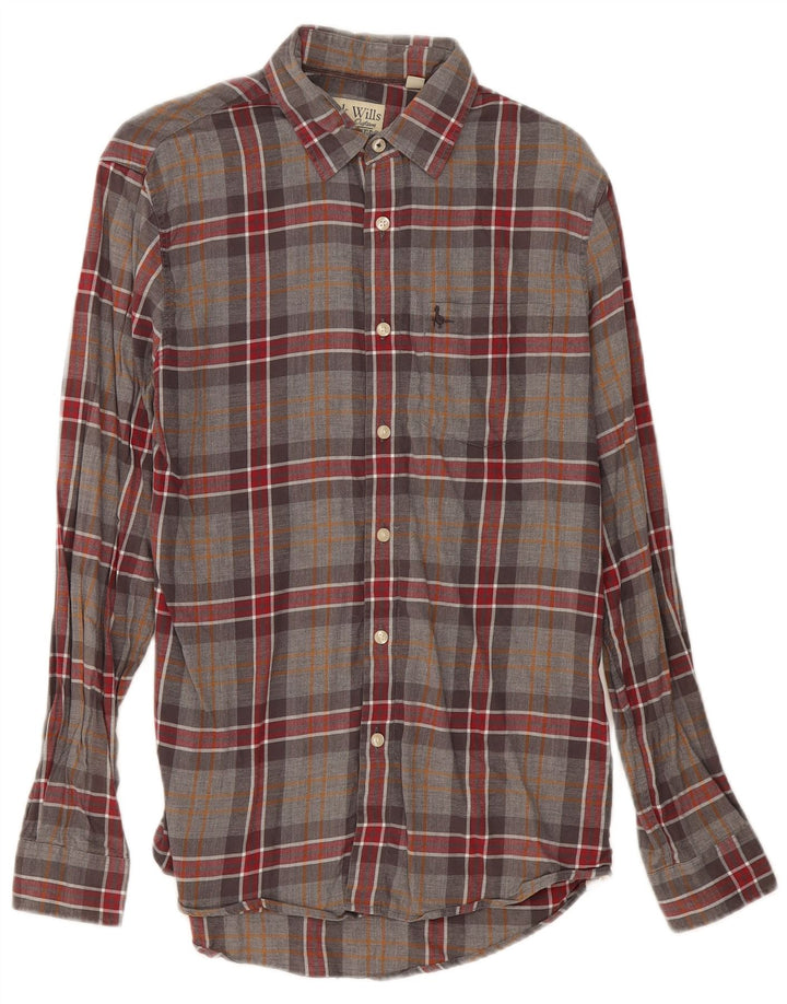 Camisa masculina de flanela Jack Wills pequena cinza xadrez de algodão