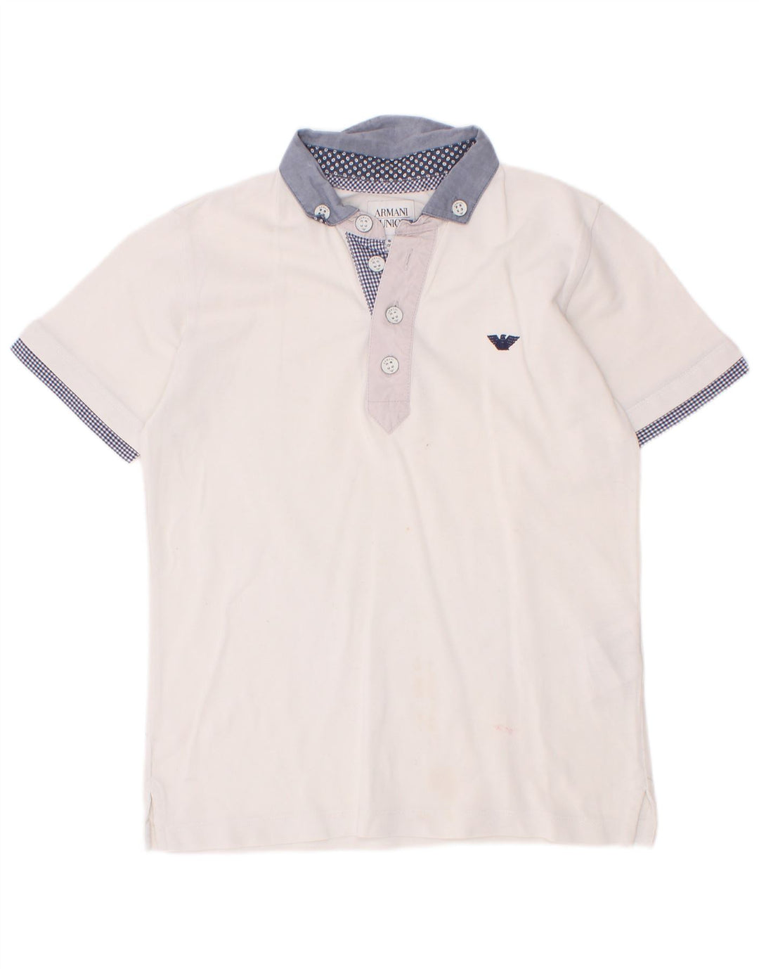 Polo Armani Junior Meninos 7-8 Anos Branco Colorblock Algodão
