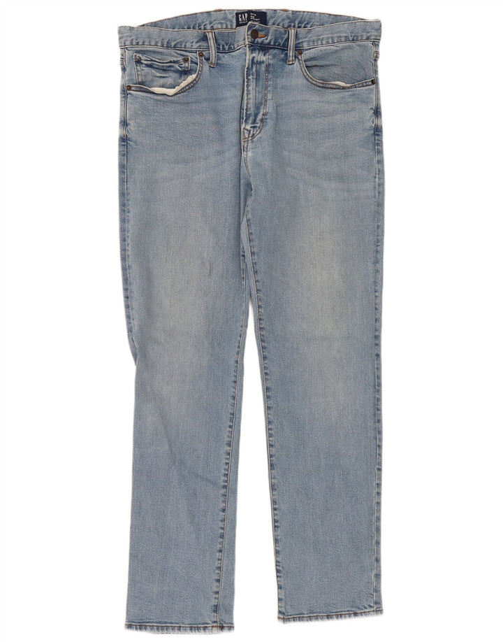 Gap Mens Slim Straight Jeans W36 L32 Azul Algodão