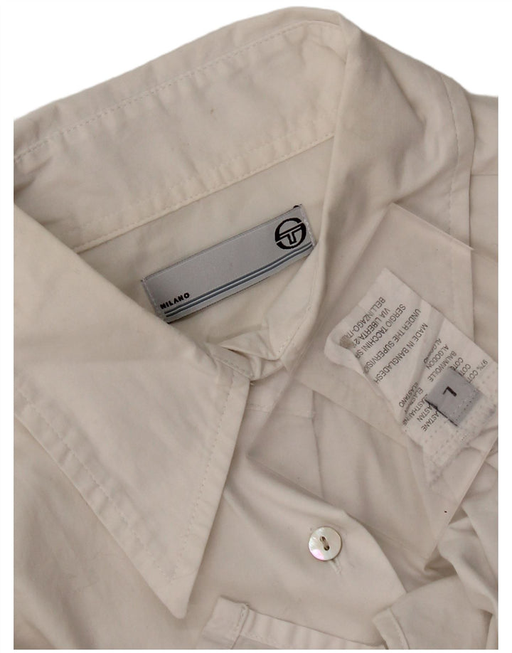 Camisa feminina Sergio Tacchini UK 14 grande algodão branco