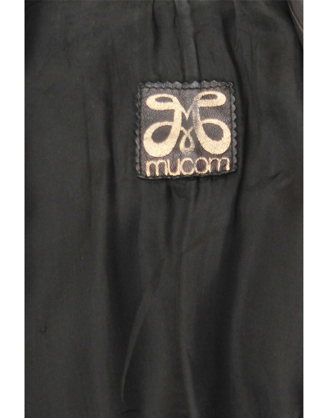 Casaco de couro militar feminino vintage UK 14 médio preto
