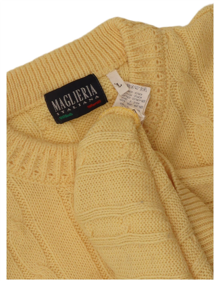 Suéter masculino Maglieria com gola redonda, grande lã amarela