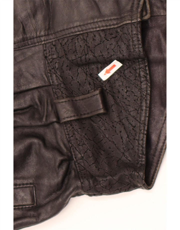Jaqueta feminina de couro superdimensionada Lee UK 10 pequena couro preto