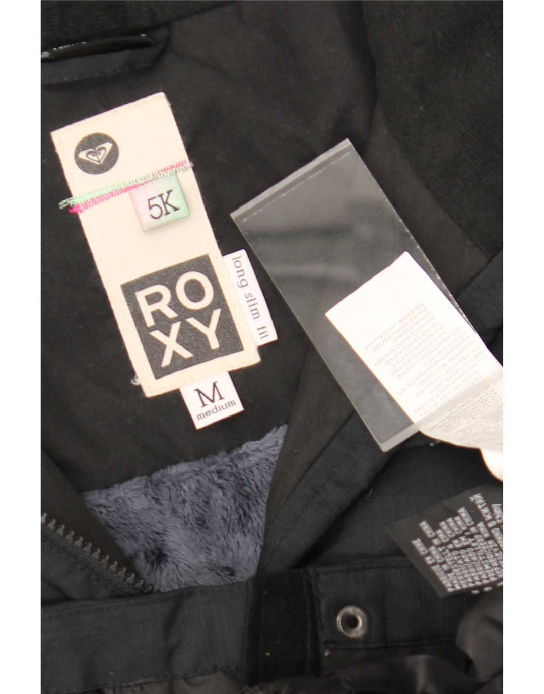 Jaqueta corta-vento feminina Roxy com capuz Slim Fit Reino Unido 14 poliéster preto médio