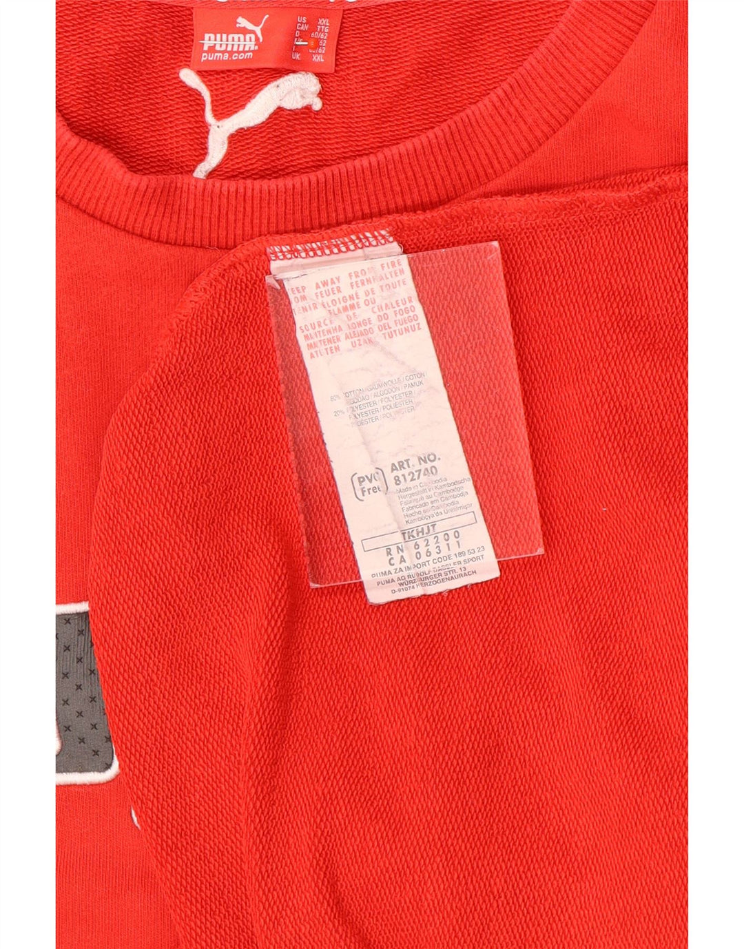 Puma Mens Graphic Moletom Jumper 2XL Algodão Vermelho