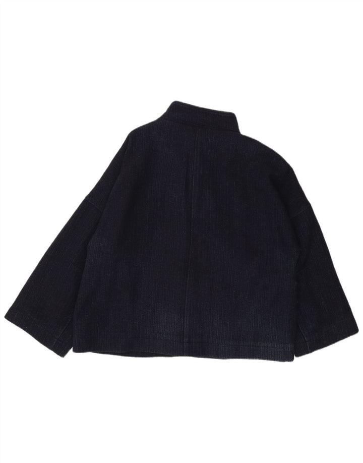 Sobretudo feminino Toast UK 18 XL lã listrada azul marinho