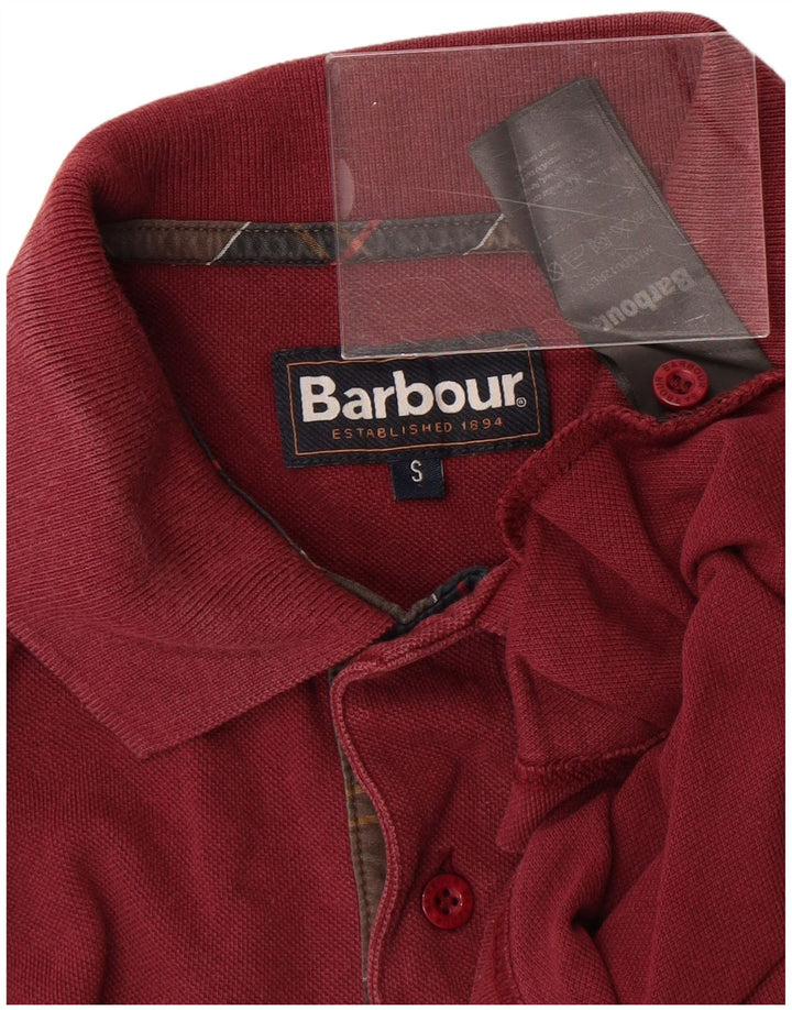 Camisa polo masculina Barbour pequena algodão Borgonha
