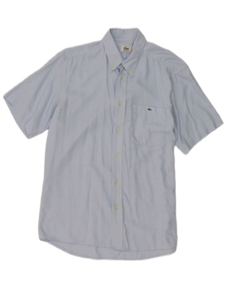 Camisa masculina Lacoste manga curta tamanho 40 algodão azul médio
