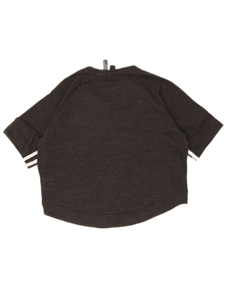 Adidas Womens Crop Sweatshirt Jumper UK 12/14 Médio Preto Flecked