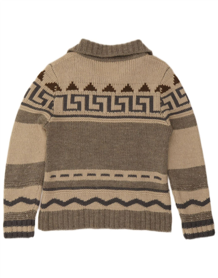Suéter masculino vintage com gola em botão IT 50 cinza médio Fair Isle