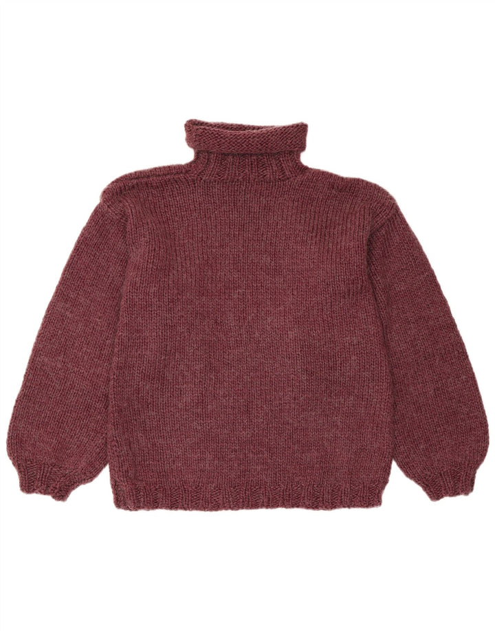 Suéter feminino vintage com gola redonda Reino Unido 14 Médio Borgonha