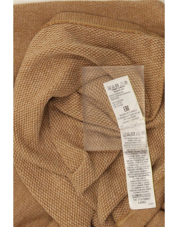 Top feminino Marks & Spencer manga comprida UK 12 poliéster bege médio