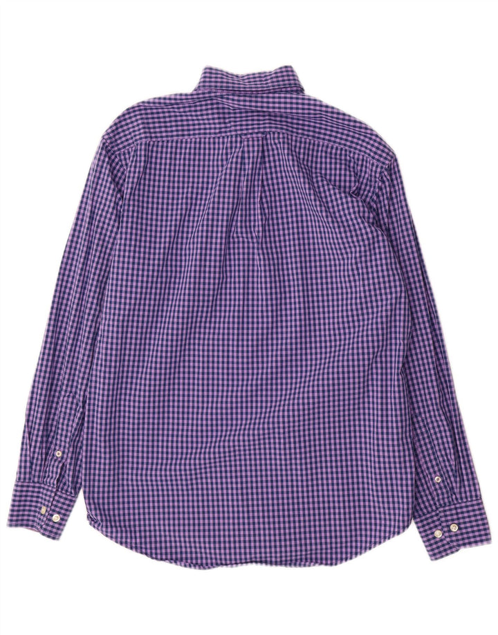 Camisa masculina IZOD de algodão guingão roxo médio