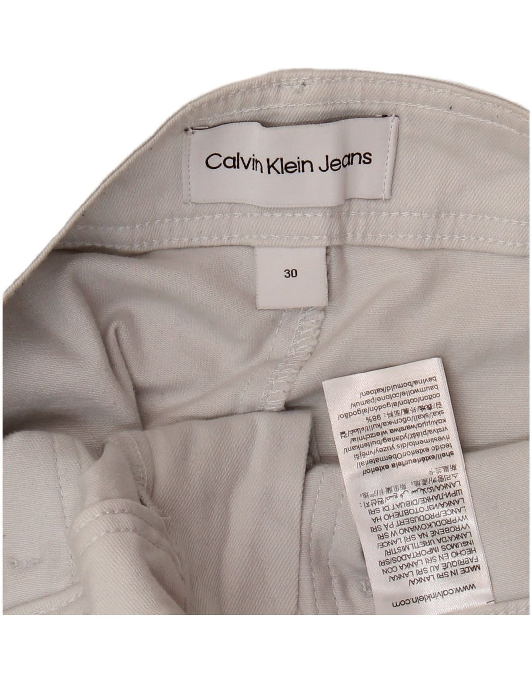 CALVIN KLEIN Mens Joggers Cargo Calças W30 L28 Algodão Branco