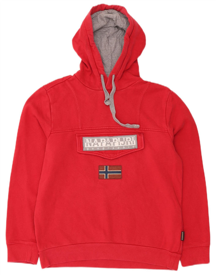 NAPAPIJRI moletom com capuz gráfico masculino médio algodão vermelho