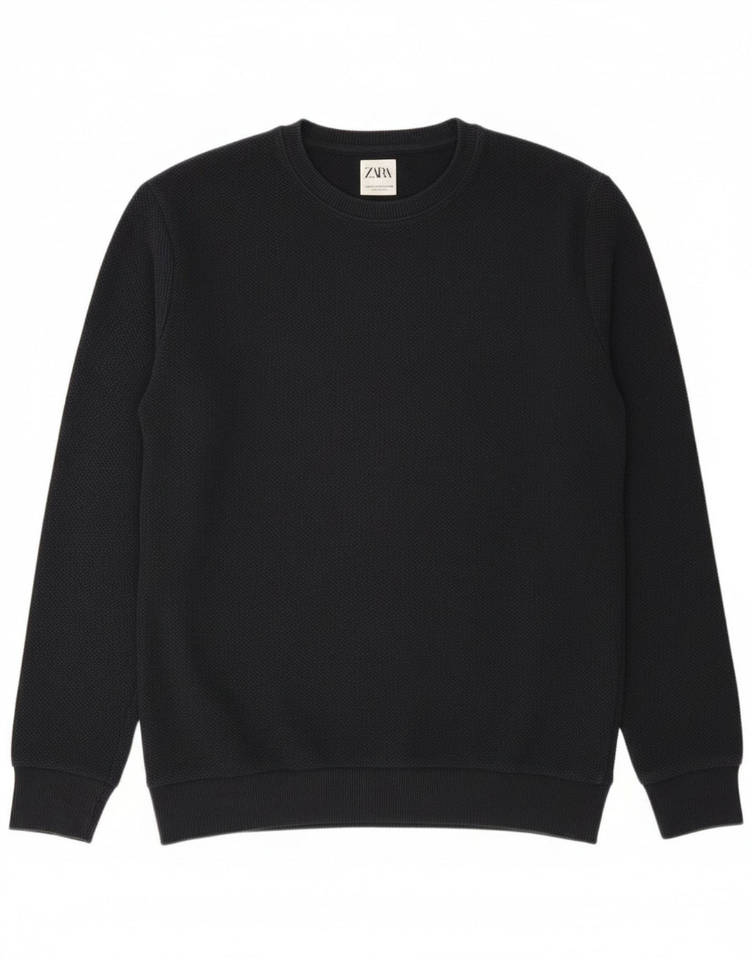 Zara Suéter masculino com gola redonda, poliéster azul marinho médio