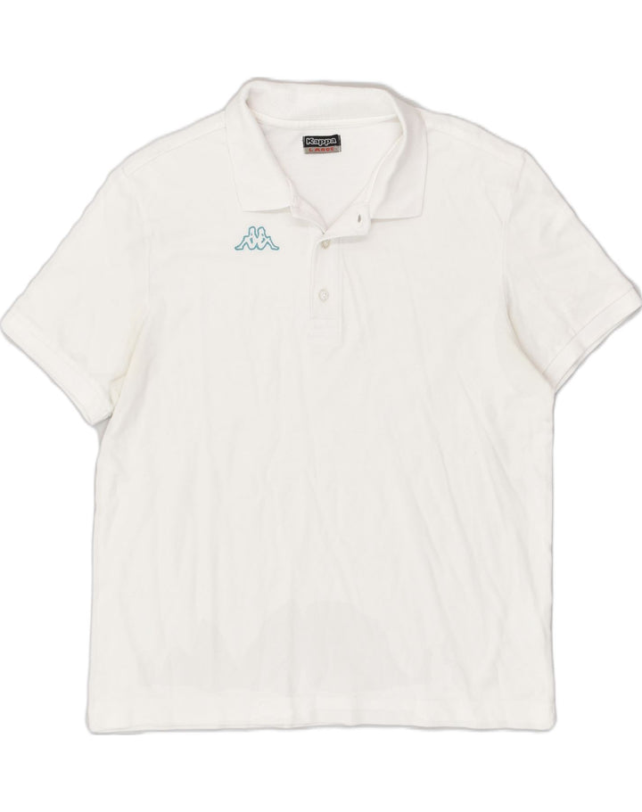 KAPPA Mens Polo Shirt Large White Cotton | Vintage Kappa | Thrift | Second-Hand Kappa | Used Clothing | Messina Hembry 