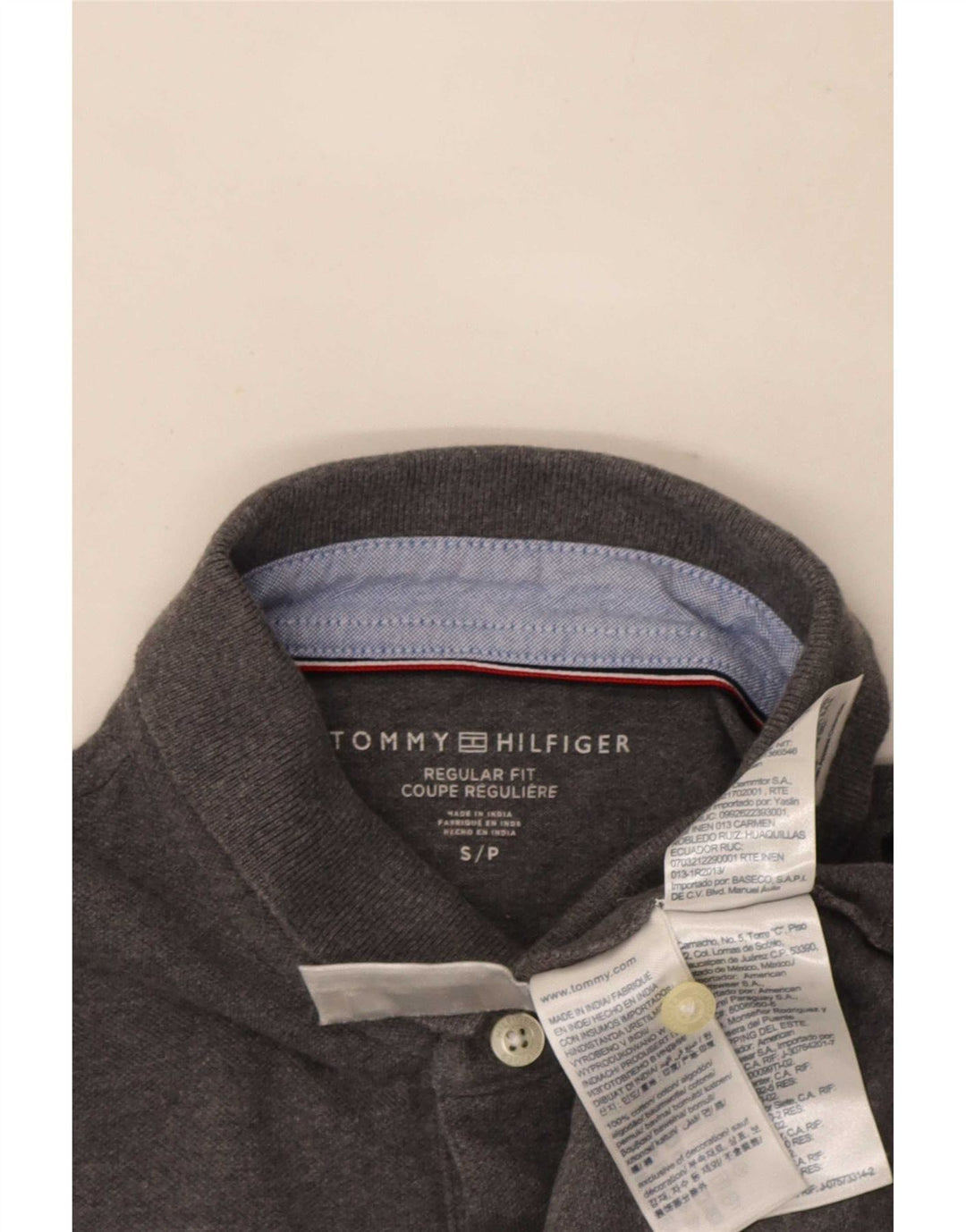 Camisa polo masculina Tommy Hilfiger Regular Fit pequena algodão cinza