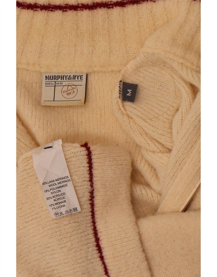 Suéter cardigã feminino Murphy & Nye UK 14 médio off white colorblock