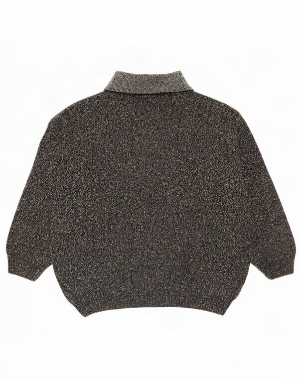 Suéter masculino vintage com zíper e pescoço UK 46/48 2XL cinza manchado