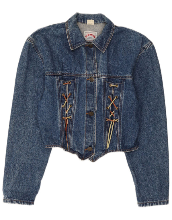 Jaqueta jeans feminina Doringo UK 10 algodão azul pequeno