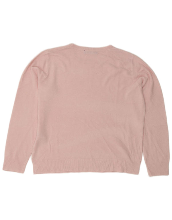 Suéter feminino Marks & Spencer com gola redonda, Reino Unido 16, grande, rosa, acrílico