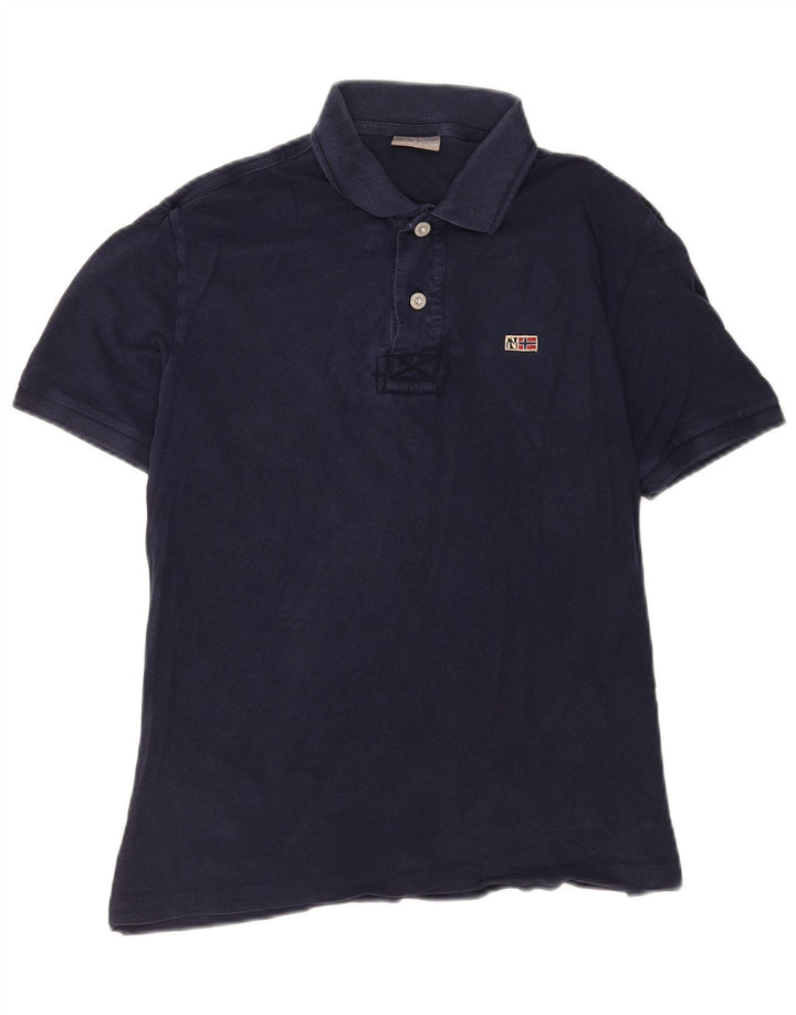 Camisa pólo geográfica masculina Napapijri pequena azul marinho