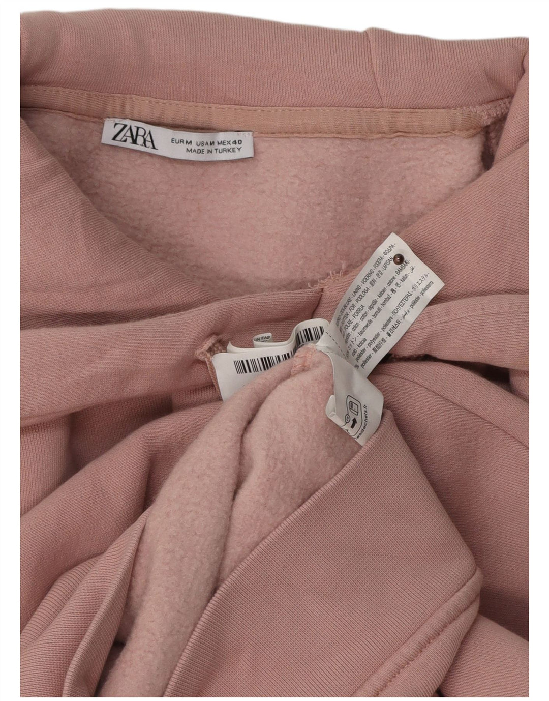 ZARA moletom com capuz masculino médio algodão rosa