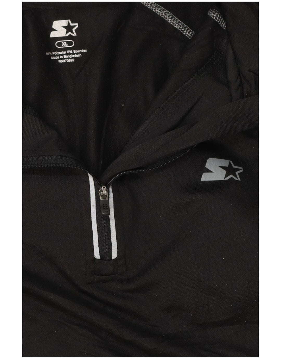 STARTER Mens Zip Neck Pulôver Treino Top XL Preto Listrado Poliéster