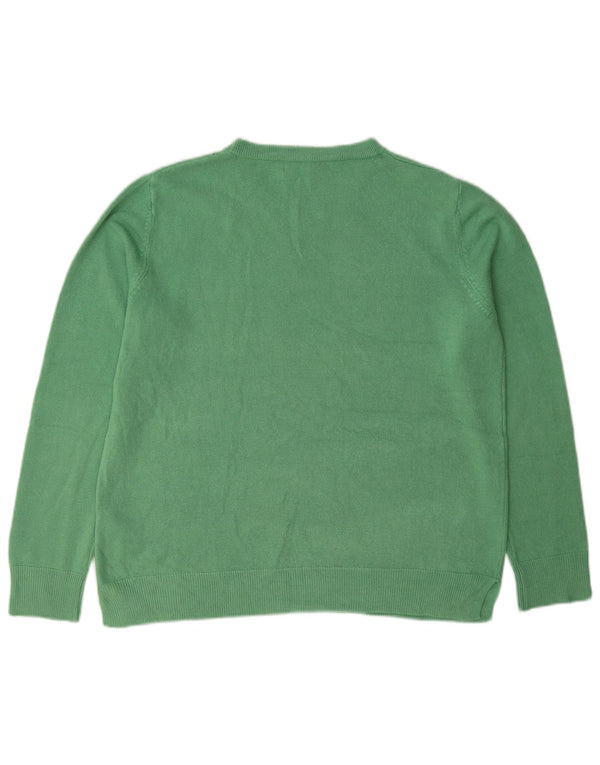 Suéter feminino Marks & Spencer com gola redonda Reino Unido 16 grande acrílico verde