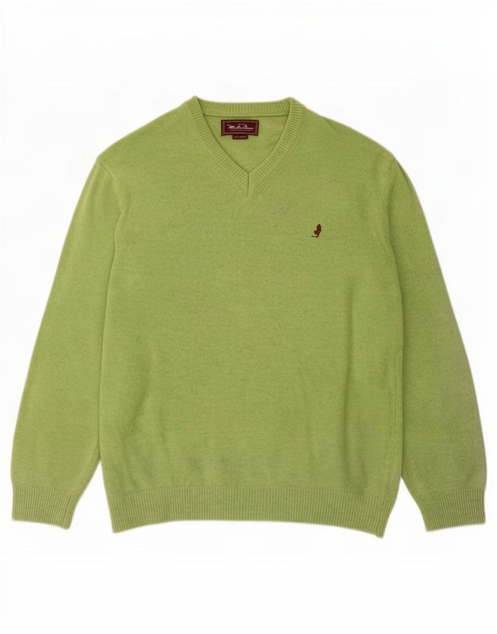 Suéter masculino Marlboro Classics com decote em V 2XL lã verde