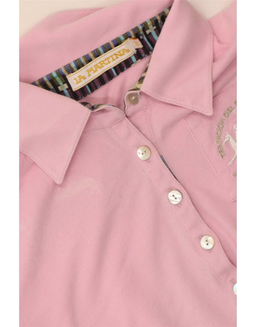 Camisa polo feminina La Martina IT 44 algodão rosa médio