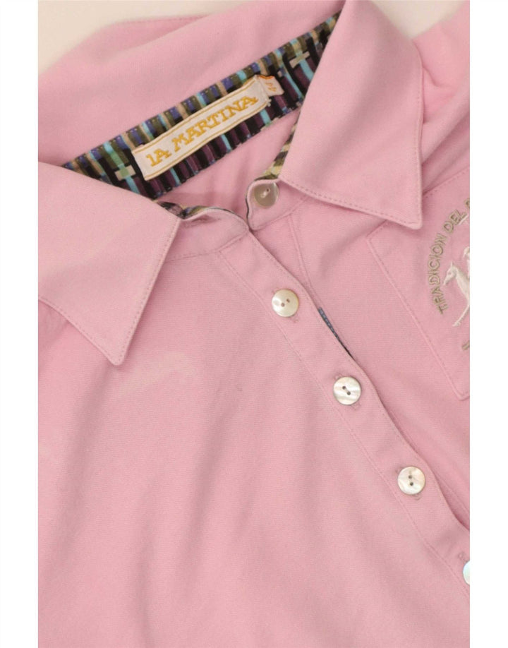 Camisa polo feminina La Martina IT 44 algodão rosa médio
