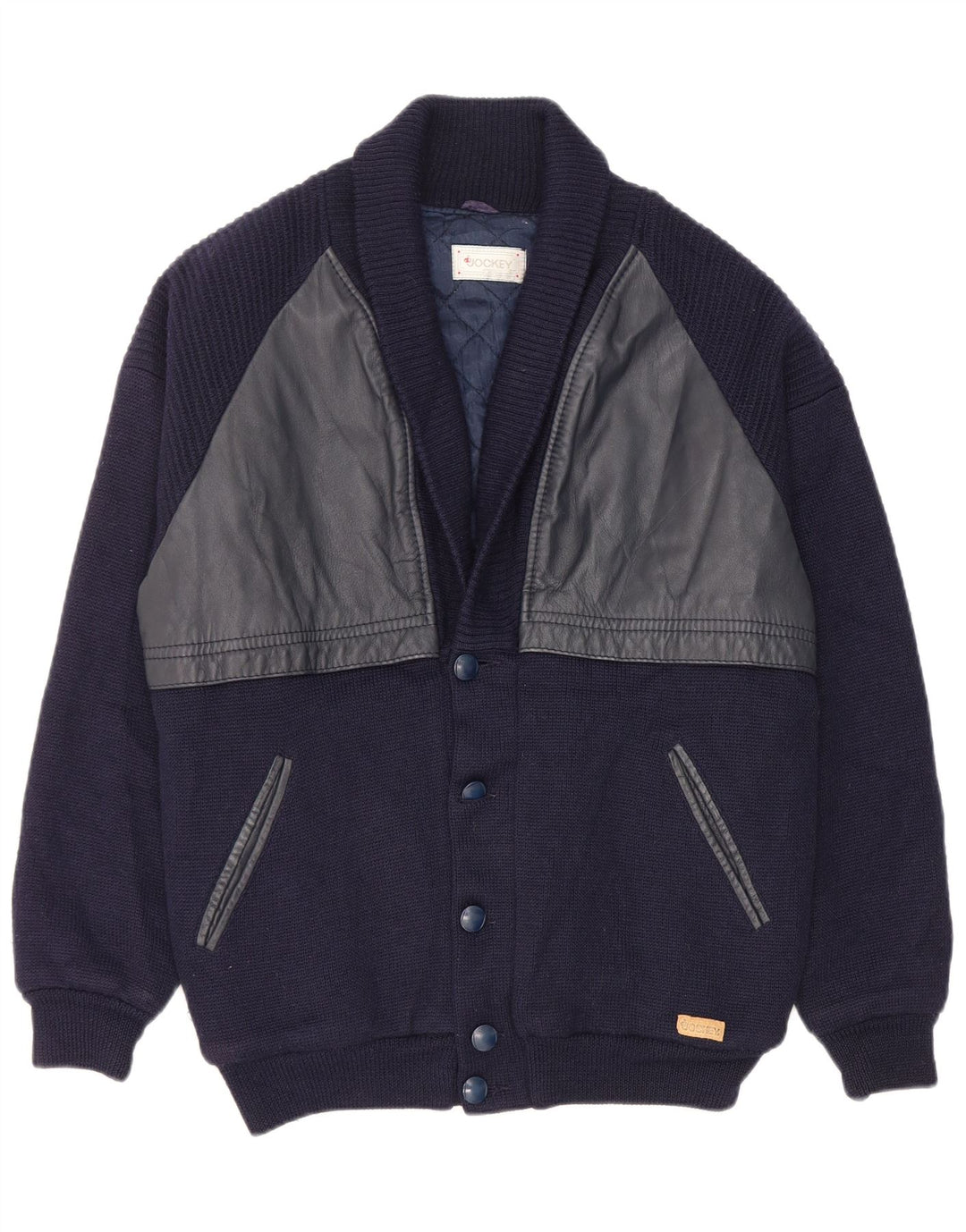 Suéter cardigã masculino Jockey IT 52 grande lã azul marinho
