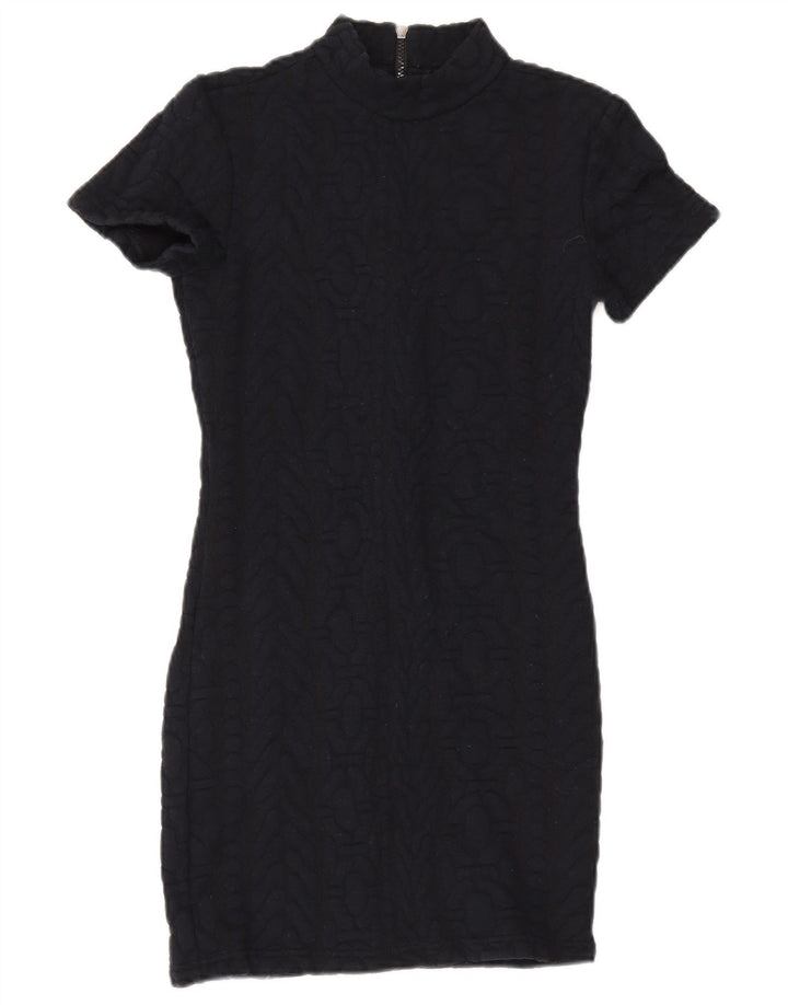Vestido jumper feminino de mangas curtas Topshop Reino Unido 10 poliéster preto pequeno