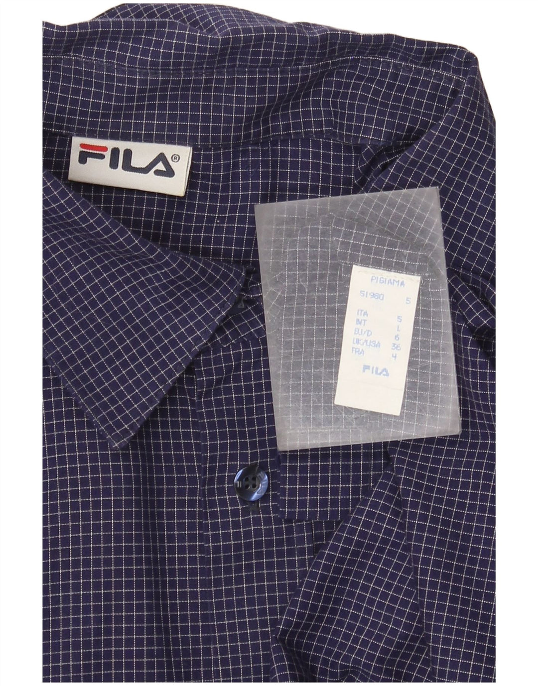 Camisa masculina Fila grande algodão guingão azul marinho