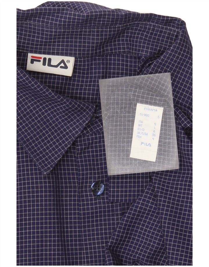 Camisa masculina Fila grande algodão guingão azul marinho