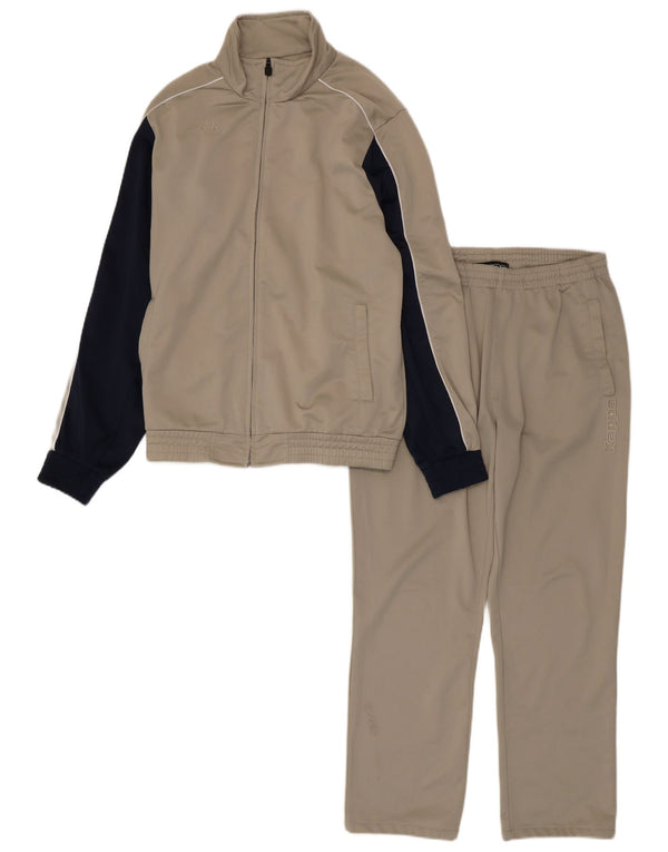 Kappa Mens Full Tracksuit Poliéster Colourblock Bege Médio