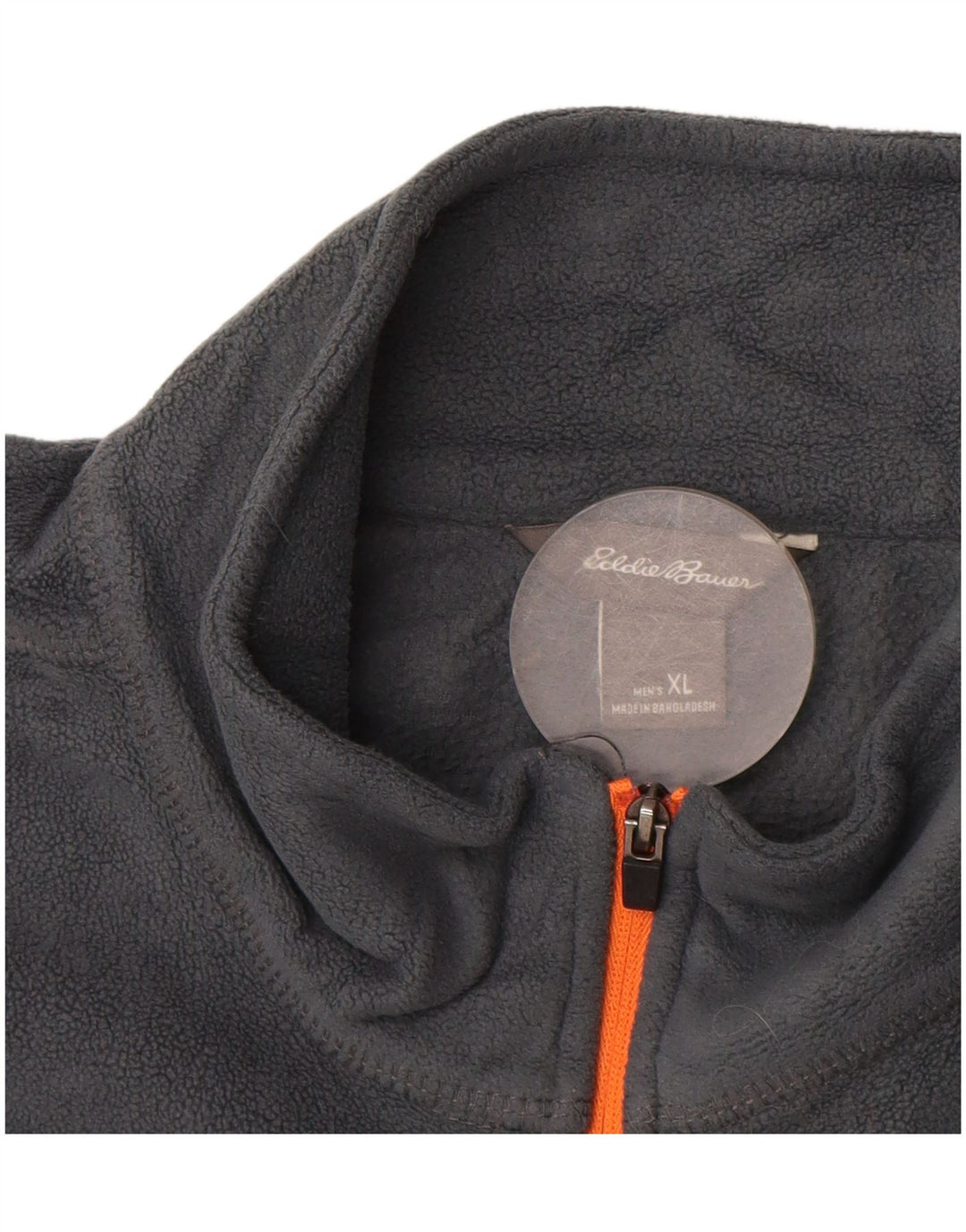 Eddie Bauer Suéter masculino de lã com zíper e gola XL poliéster cinza