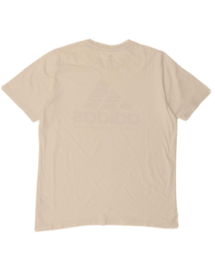 ADIDAS Mens Graphic T-Shirt Top Grande Algodão Branco