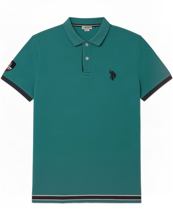 US Polo Assn. Camisa polo masculina 2XL algodão colorblock turquesa