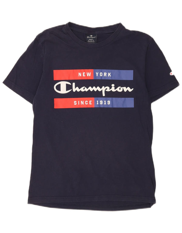 Camiseta masculina estampada Champion pequena algodão azul marinho