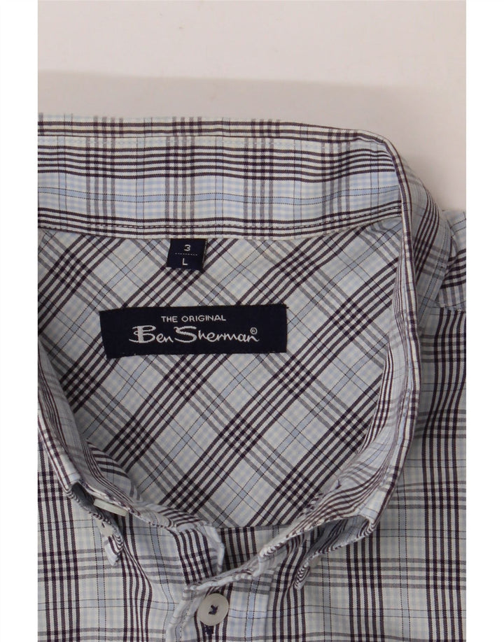 Camisa masculina de manga curta BEN SHERMAN grande xadrez azul